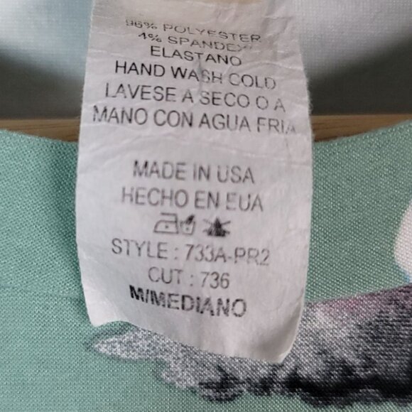 Lara Fashion Dress Green Medium Long Sleeve Floral Round Neck Above Knee Shift - Picture 6 of 7